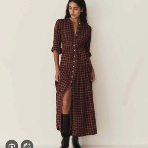 Doen Burgundy Plaid Maxi Dress